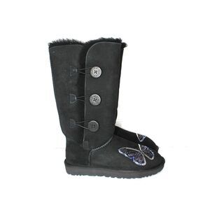 Uggs Bailey Button Triplet II' Boot in Black Butterflies Sequence Sz 9